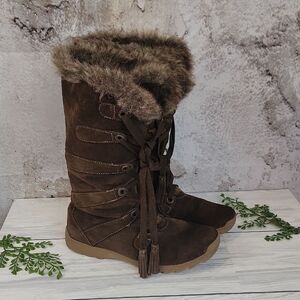 ZeroXposur Alpine Brown Leather Faux Fur-Lined Boots Womens Size 11